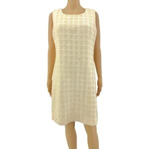 American VINTAGE 90s Impasse US 12 Womens Yellow Tweed Wool Sheath Mini Dress